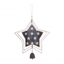 13.98 in. H Patriotic Iron Star Spinner Hanger with Doube-Sided Finish