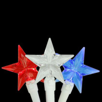 30-Light LED Red, White and Blue 4th of July Patriotic Star Lights with White Wire