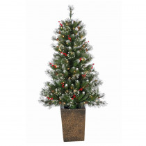 STERLING 4 ft. Pre-Lit Potted Hard Mixed Needle Glazier Pine Artificial Christmas Tree