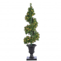 STERLING 4 ft. Pre-Lit Potted Spiral Artificial Christmas Tree with Round Branch Tips