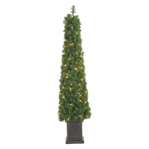 STERLING 4 ft. Pre-Lit Potted Tower Artificial Christmas Tree with Round Tips