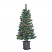 STERLING 3.5 ft. Pre-Lit Fiber Optic Cashmere Artificial Christmas Tree with Multi-Colored Lights in a Plastic Pot