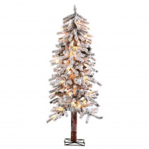 STERLING 5 ft. Pre-Lit Flocked Alpine Artificial Christmas Tree with Clear Lights