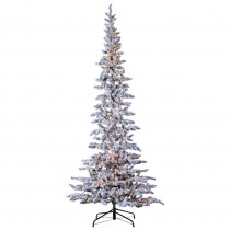 STERLING 9 ft. Pre-Lit Narrow Flocked Austin Pine Artificial Christmas Tree