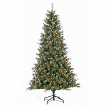 STERLING 7.5 ft. Pre-Lit Hard Mixed Needle Glazier Pine Artificial Christmas Tree with Winter Accents