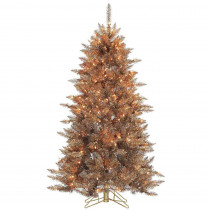 STERLING 5 ft. Pre-Lit Layered Copper and Silver Frasier Fir Artificial Christmas Tree with Clear Lights