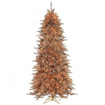 STERLING 7.5 ft. Pre-Lit Layered Copper and Silver Frasier Fir Artificial Christmas Tree with Clear Lights