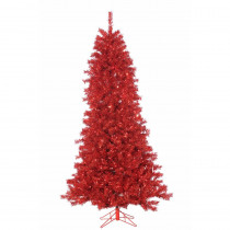 STERLING 7.5 ft. Pre-Lit Red Curly Tinsel Artificial Christmas Tree