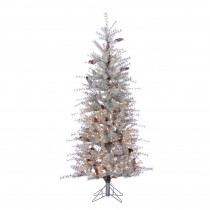 STERLING 6 ft. Indoor Pre-Lit Frosted Slim Hard Needle Artificial Christmas Tree with 300 UL Clear Lights and Pinecones