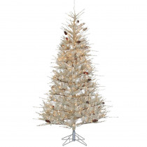 STERLING 7 ft. Pre-Lit Pale Sage Frosted Hard Needle Artificial Christmas Tree with Clear Lights