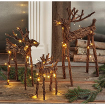 Tag 22 in., 16 in., 12 in., Woodland Vine Reindeer with LED Lights