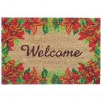 Nedia Home Poinsettia Welcome 16 in. x 24 in. SuperScraper Vinyl/Coir Door Mat