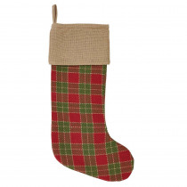 VHC Brands 20 in. Cotton Robert Barn Red Rustic Christmas Decor Stocking