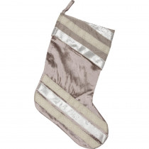 VHC Brands 15 in. Viscose/Polyester Allura Dove Grey Glam Christmas Decor Stocking