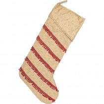 VHC Brands 20 in. Nylon Revelry Gold Taupe Tan Traditional Christmas Decor Jacquard Stocking