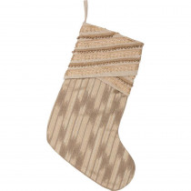 VHC Brands 15 in. Cotton/Polyester/Metallic Thread Celebrate Bronze Tan Glam Christmas Decor Stocking