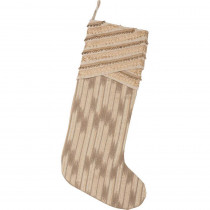 VHC Brands 20 in. Cotton/Polyester/Metallic Thread Celebrate Bronze Tan Glam Christmas Decor Stocking