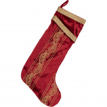 VHC Brands 20 in. Viscose Yule Christmas Red Glam Decor Stocking