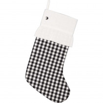 VHC Brands 20 in. Black Emmie Farmhouse Christmas Decor Check Stocking