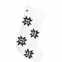 VHC Brands 20 in. Cotton Black Emmie Farmhouse Christmas Decor Patch Stocking