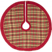 VHC Brands 21 in. Cotton Cherry Red Rustic Christmas Decor Mini Tree Skirt