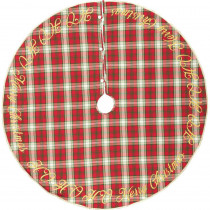 VHC Brands 60 in. Holiday Cherry Red Farmhouse Christmas Decor Tree Skirt