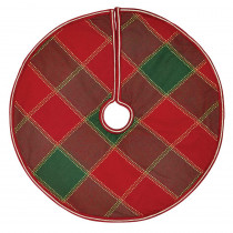 VHC Brands 21 in. Tristan Cherry Red Traditional Christmas Decor Mini Tree Skirt