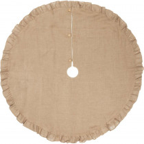 VHC Brands 60 in. Jute Burlap Natural Tan Holiday Rustic and Lodge Decor Tree Skirt
