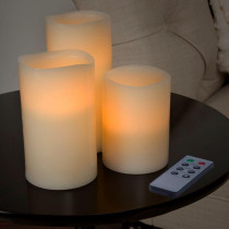 Lavish Home 6 in. H White LED Flameless Candle (3-Pack)