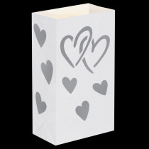 Lumabase Silver Hearts Flame Resistant Luminaria Bags (Set of 12)