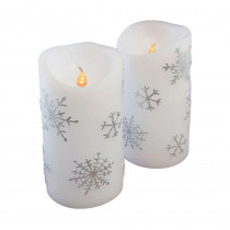Lumabase 6 in. Silver Snowflake Flameless Candles (Set of 2)