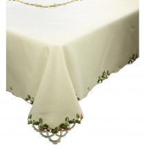 Xia Home Fashions 0.1 in. x 65 in. x 84 in. Winter Berry Collection Christmas Tablecloth