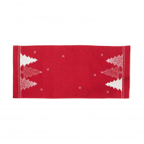 Xia Home Fashions 0.1 in. H x 15 in. W x 70 in. D Lovely Christmas Tree Embroidered Double Layer Table Runner in Red