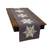 Xia Home Fashions 0.1 in. H x 15 in. W x 70 in. D Sparkling Snowflakes Embroidered Double Layer Christmas Table Runner