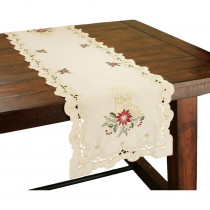 Xia Home Fashions 0.1 in. H x 15 in. W x 54 in. D Golden Glow Embroidered Cutwork Christmas Table Runner