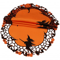 Xia Home Fashions 0.1 in. x 12 in. Round Witch Embroidered Cutwork Halloween Doilies (4-Set)