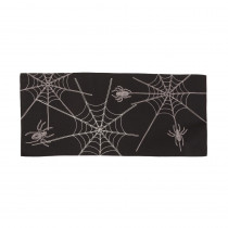 Xia Home Fashions 0.1 in. H x 36 in. W x 16 in. D Halloween Spider Web Double Layer Table Runner in Black