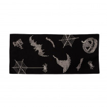 Xia Home Fashions 0.1 in. H x 16 in. W x 36 in. D Happy Halloween Double Layer Table Runner in Black