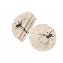 Xia Home Fashions 0.1 in. H x 16 in. W Halloween Creepy Spiders Double Layer Placemats in Natural (Set of 4)