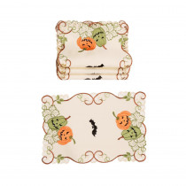 Xia Home Fashions 0.1 in. H x 19 in. W x 13 in. DHalloween Jack-O-Lanterns Embroidered Cutwork Placemats (Set of 4)