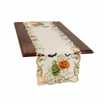 Xia Home Fashions 0.1 in. H x 15 in. W x 54 in. D Halloween Jack-O-Lanterns Embroidered Cutwork Table Runner