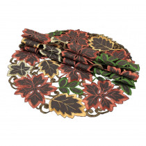 Xia Home Fashions 0.1 in. x 12 in. Round Dainty Leaf Embroidered Cutwork Fall Doilies (4-Set)