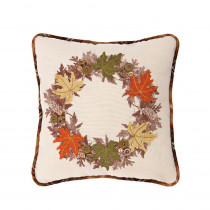 Xia Home Fashions 5 in. x 14 in. x 14 in. Maple Wreath Fall Decorative Pillow