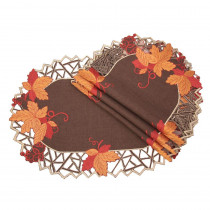 Xia Home Fashions 0.1 in. H x 13 in. W x 19 in. D Harvest Hues Embroidered Cutwork Fall Placemats (Set of 4)