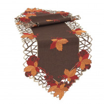 Xia Home Fashions 0.1 in. H x 15 in. W x 54 in. D Harvest Hues Embroidered Cutwork Fall Table Runner
