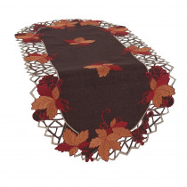 Xia Home Fashions 0.1 in. H x 16 in. W x 34 in. D Harvest Hues Embroidered Cutwork Fall Table Runner