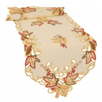 Xia Home Fashions 0.1 in. H x 15 in. W x 54 in. D Moisson Leaf Embroidered Cutwork Fall Table Runner