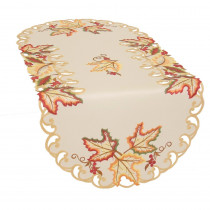 Xia Home Fashions 0.1 in. H x 16 in. W x 34 in. D Moisson Leaf Embroidered Cutwork Fall Table Runner