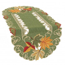 Xia Home Fashions 0.1 in. H x 16 in. W x 34 in. D Delicate Leaves Embroidered Cutwork Fall Table Runner