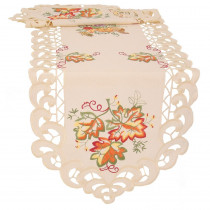 Xia Home Fashions 0.1 in. H x 15 in. W x 54 in. D Thankful Leaf Embroidered Cutwork Fall Table Runner